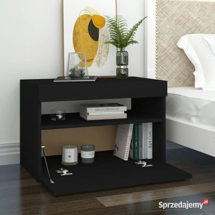 Szafka pod TV z oświetleniem LED czarna 60x35x40 RTV Warszawa