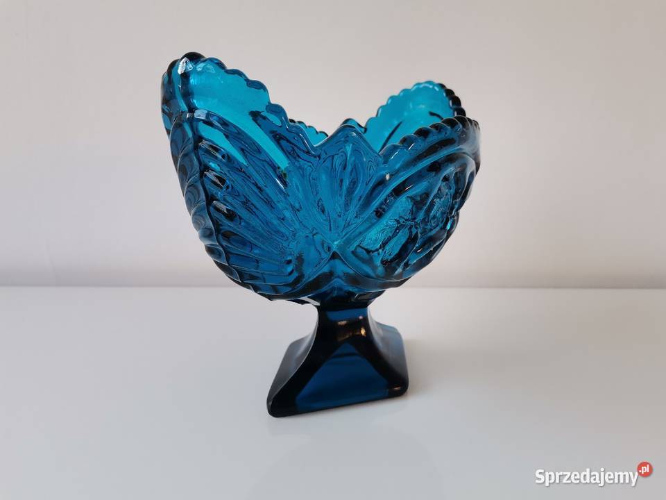 Stara niebieska żardiniera Róża huta Hortensja Porcelana i szkło Katowice