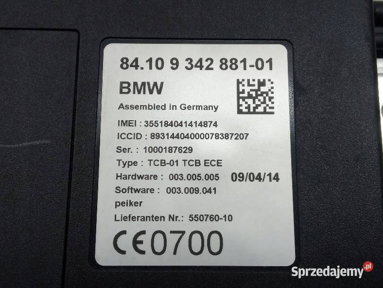 MODUŁ TELEMATIC 9342881 9297787 Bmw Seria 3 VI osobowe Komputery