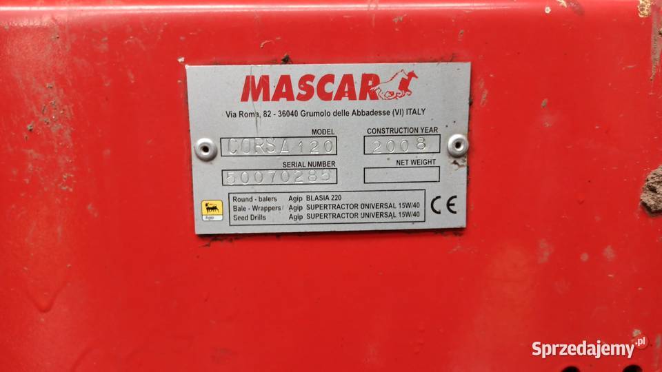 Prasa rolujaca Mascar Corsa 120 Antonio Maschio nieuszkodzony Leśniaki