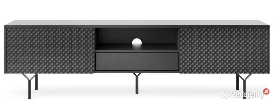 Szafka RTV 180 RAVEN Front 3D CZARNY GRAFIT NOWA łódzkie Łódź