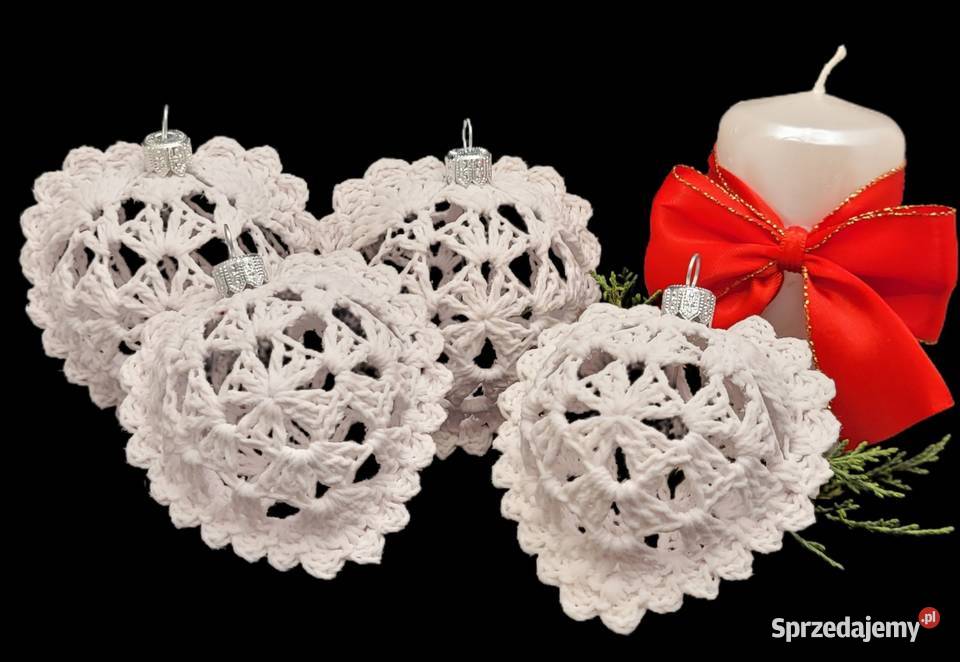 Bombki serduszka ręcznie wykonane 4 małopolskie sprzedam