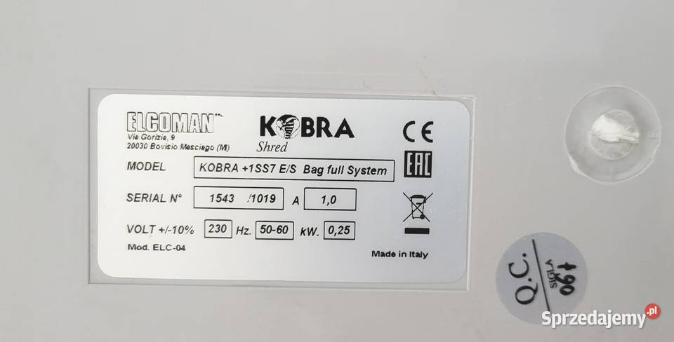 OKAZJA 690 Niszczarka dokumentów używana Kobra 1 Piekary Śląskie sprzedam