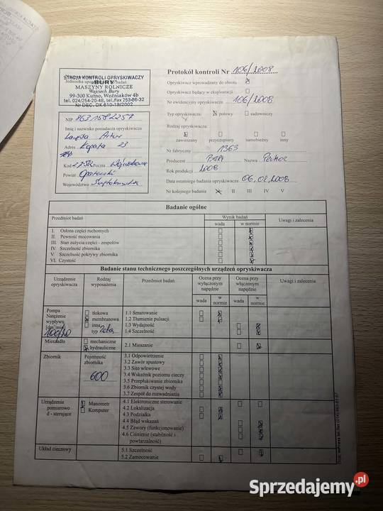 Opryskiwacz Bury Perkoz 600l belka 12m pompa sprzedam
