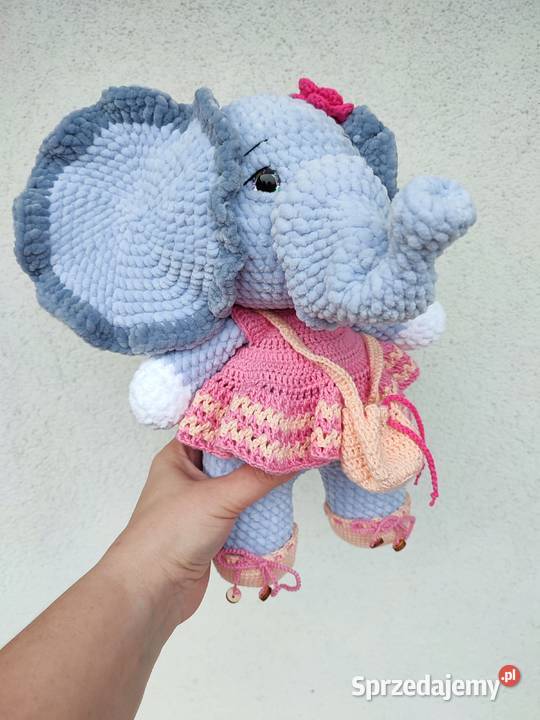 Słoń na szydełku Maskotka rękodzieło zabawka małopolskie Kraków