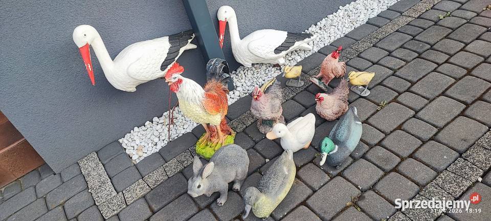 Zestaw zwierząt ogrodowych figurki bocian królik Siewierz