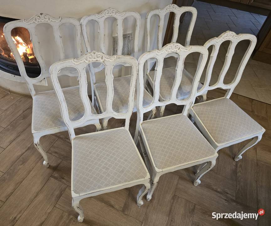 Krzesła ludwikowskie 6 shabby chic 46cm Wrocław
