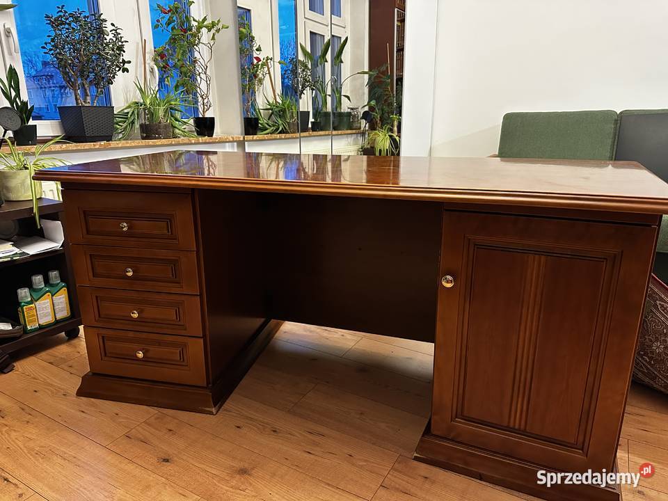 Piękne biurko kancelaryjne dyrektorskie orzech Bytom