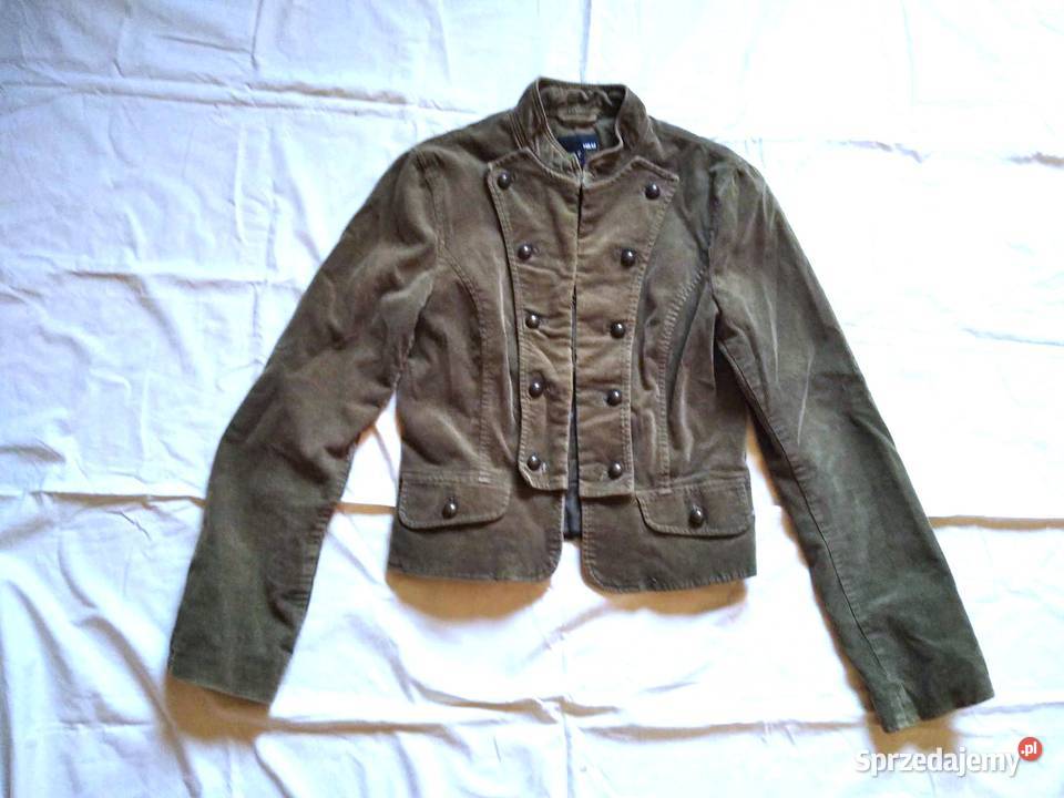 sztruksowa marynarka oliwkowa militarna HM r M Gdańsk