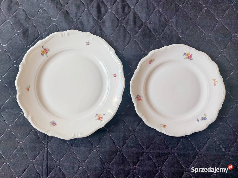 talerze porcelana Wałbrzych PRL kwiaty złocone Porcelana i szkło Poznań