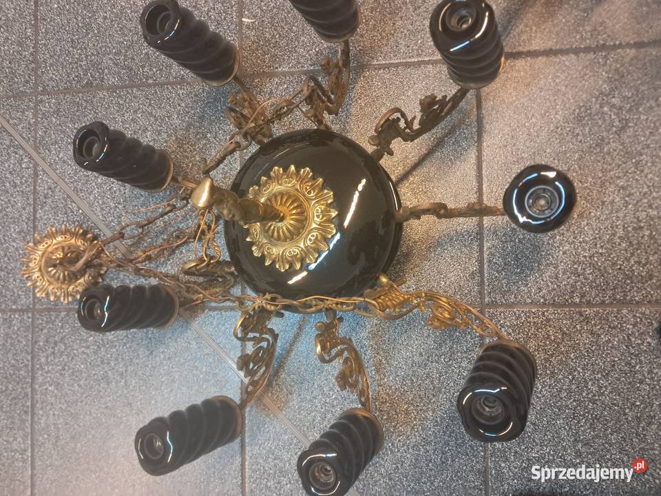 Żyrandol mosięzny z czasów PRL Dąbrowa Górnicza