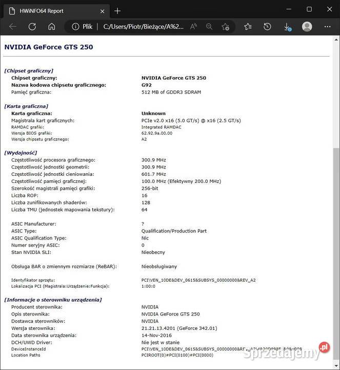 Karta graficzna Palit GeForce GTS250 EGreen 512 Palit sprzedam