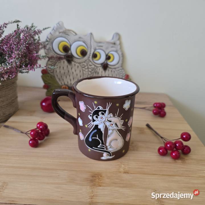 Ręcznie robiony kubek 300 ml z kotami unikalny Bydgoszcz sprzedam
