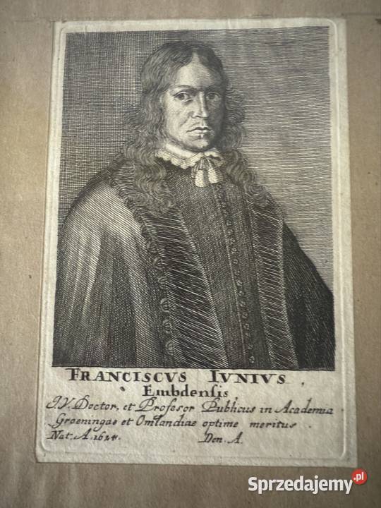 Antyczny Miedzioryt Portret Franciscus Junius Czerwionka-Leszczyny