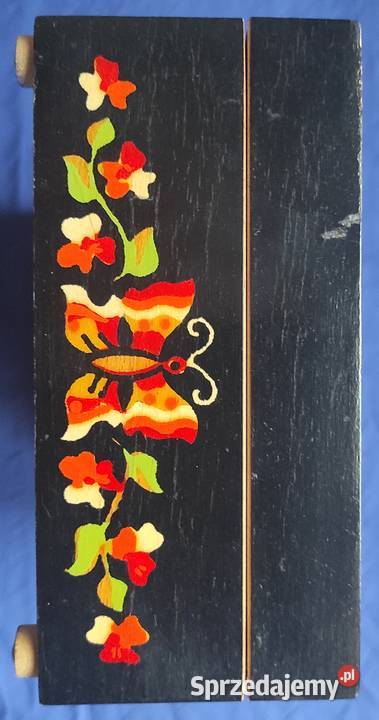 Pudełko ozdobne drewniane motyl kwiat ZSRR CCCP Warszawa