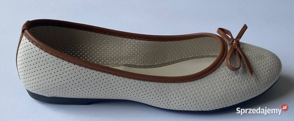 Beżowe baleriny z kokardą rozmiar 36 AK10 23.5cm