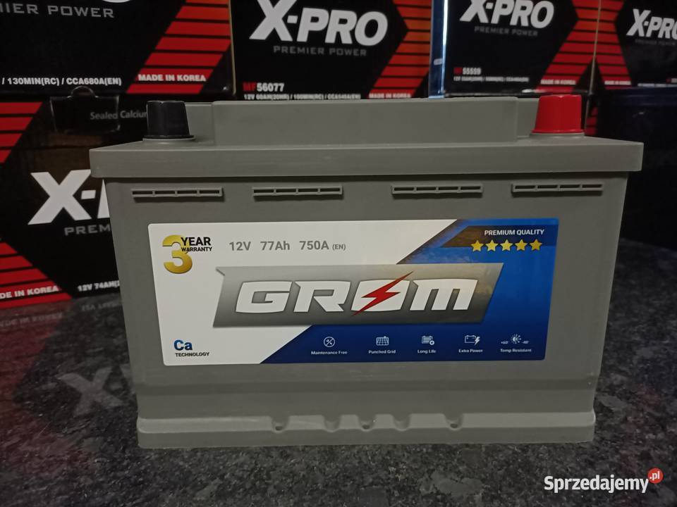 Akumulator GROM Premium 77Ah 750A EN DTR Prawy Grudziądz