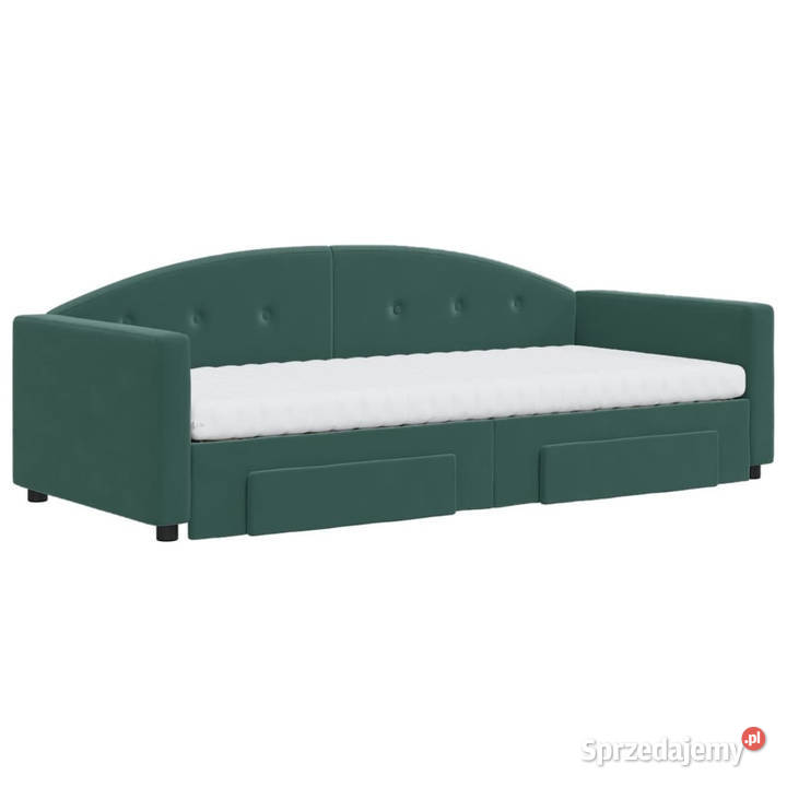 Sofa rozsuwana z szufladami ciemnozielona