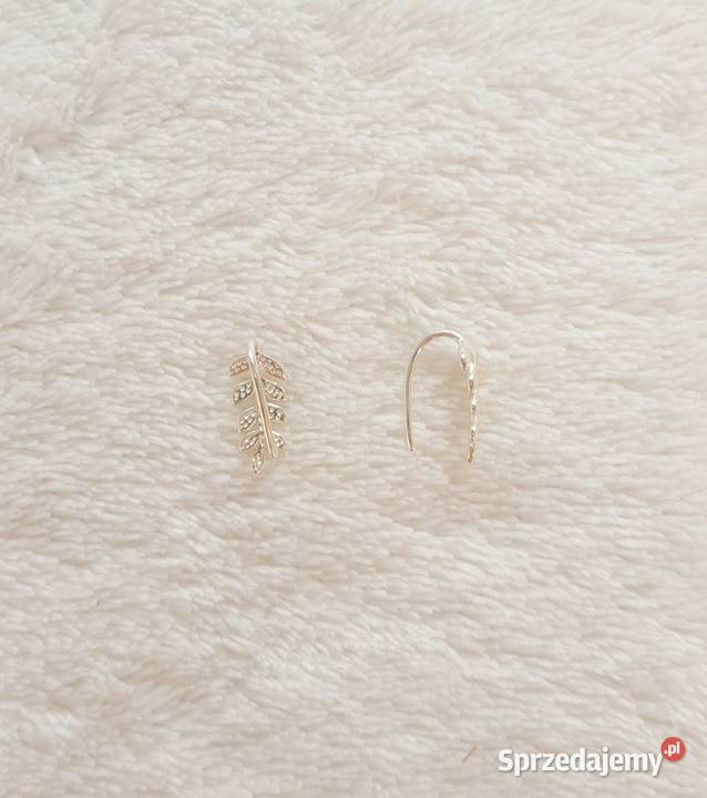 Nowe drobne kolczyki srebrne próba 925 liście Szczecin