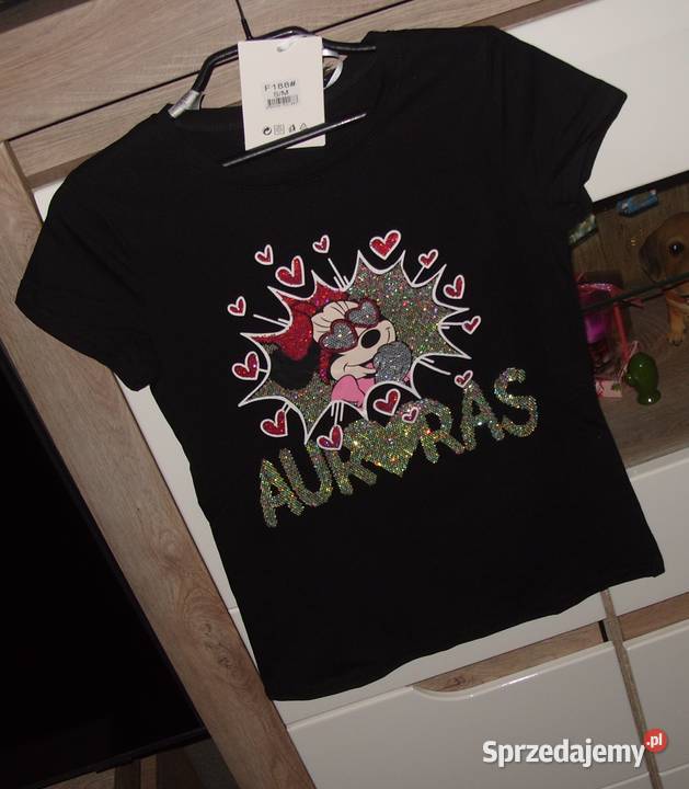 Serca MIKIHolo cyrkonie czarna NOWA bluzeczka kolorowy Rawicz sprzedam