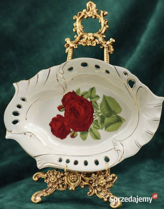 WYKWINTNA PATERA Z PORCELANY Z UCHWYTAMI RELIEFY Pabianice