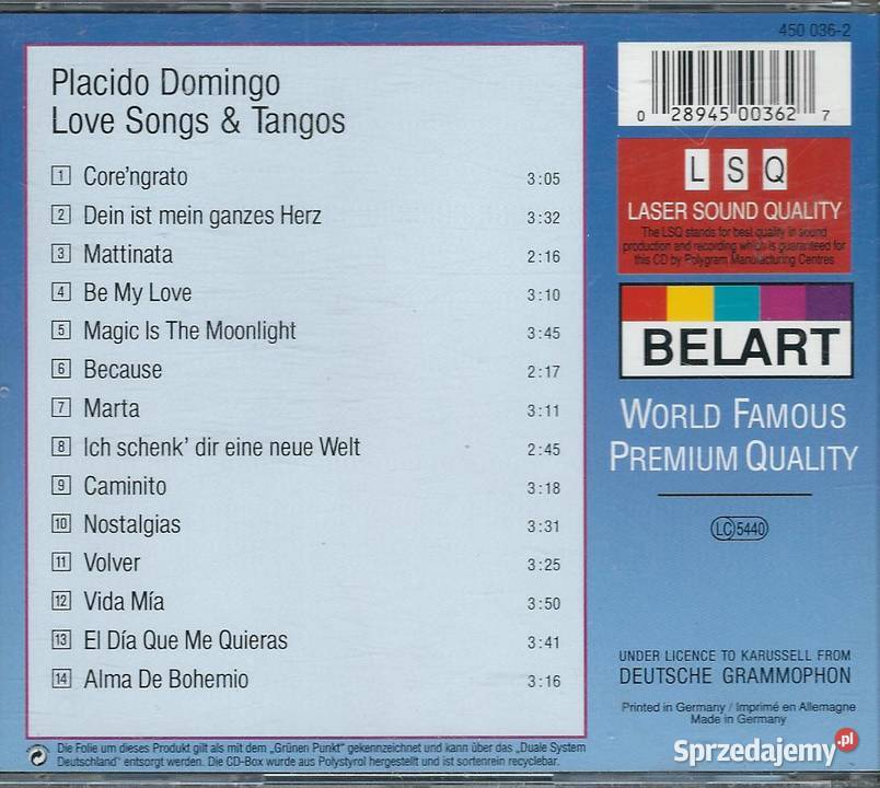CD Placido Domingo Love Songs Tangos 1993 Brwinów