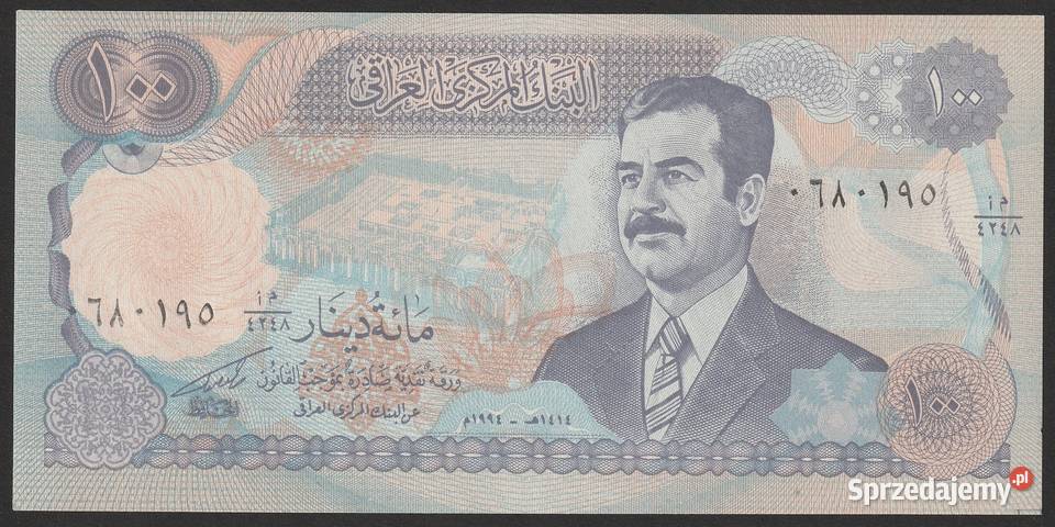 IRAK 100 DINAR 1994 SADDAM HUSAJN STAN BANKOWY Numizmatyka Łódź