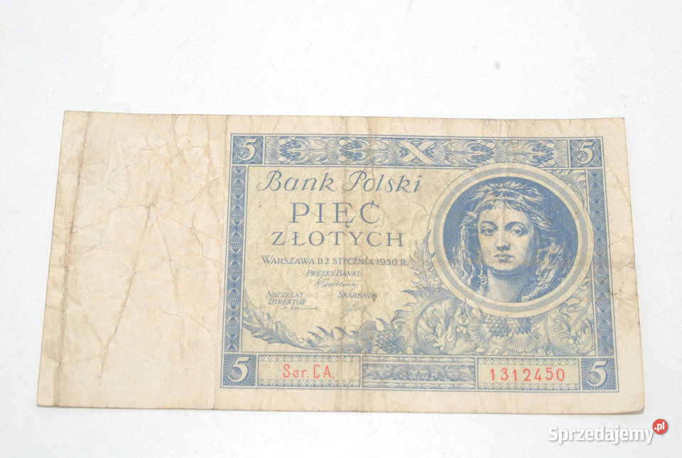 Stary banknot 5 złotych ser CA 2 Stycznia 1930 Cieszyn