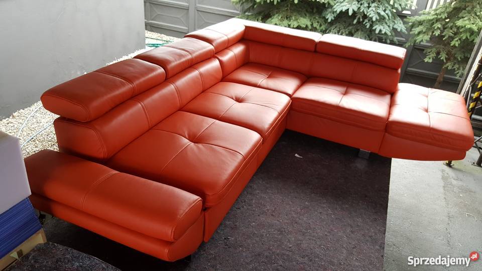 Narożnik Nowoczesny spanie 100 skóra naturalna skóra śląskie