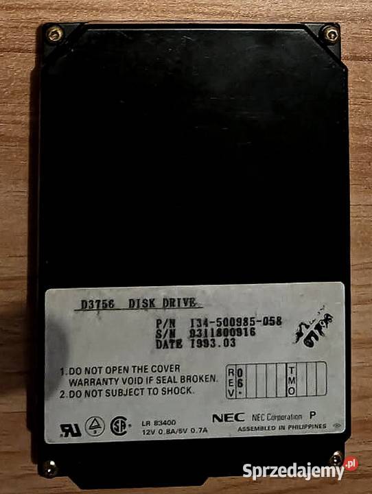 Oferuje dysk twardy 105 MB NEC z 93 r 3,5” Wiśniowa Góra