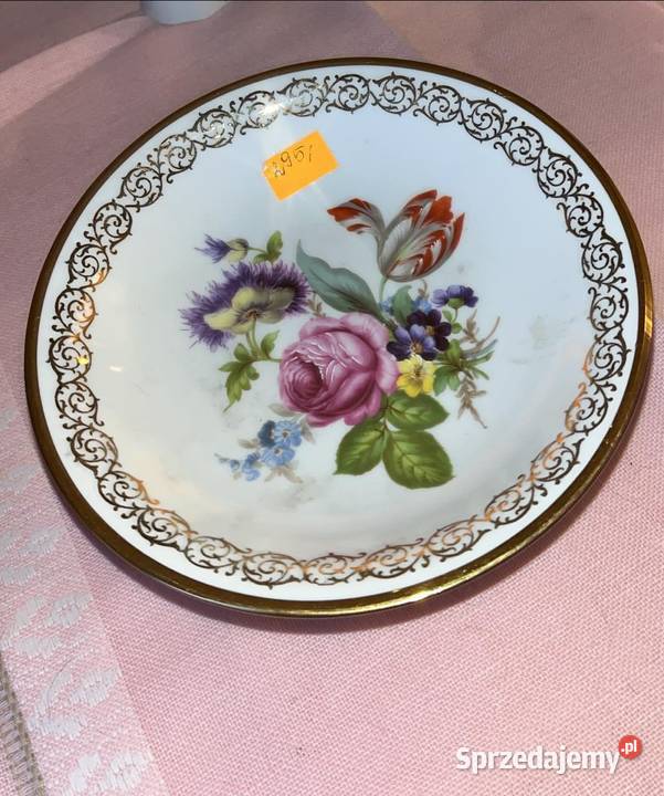 Patera Vintage ręcznie malowany stojak na ciasto Porcelana i szkło pomorskie Gdańsk