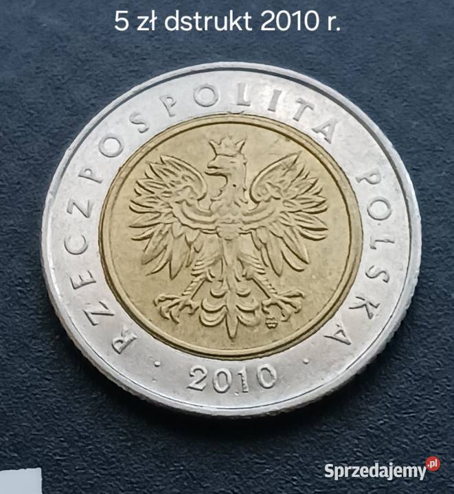 5 Złotych 2010 r Wielodestrukt z mennicy Konin