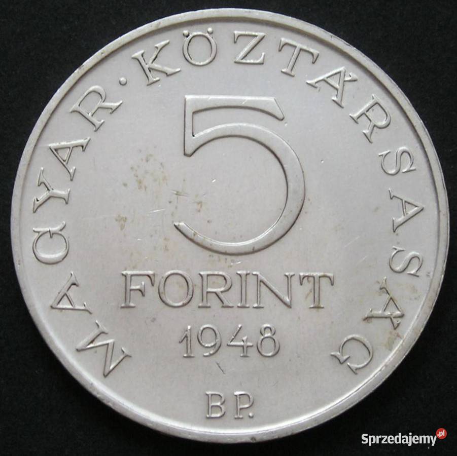 Węgry 5 forintów 1948 SREBRO Sandor Petofi Łódź sprzedam