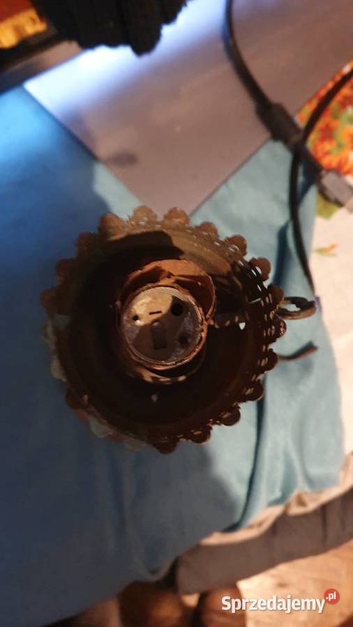 Stara lampa elektryczna miedziowa świecznik Warszawa