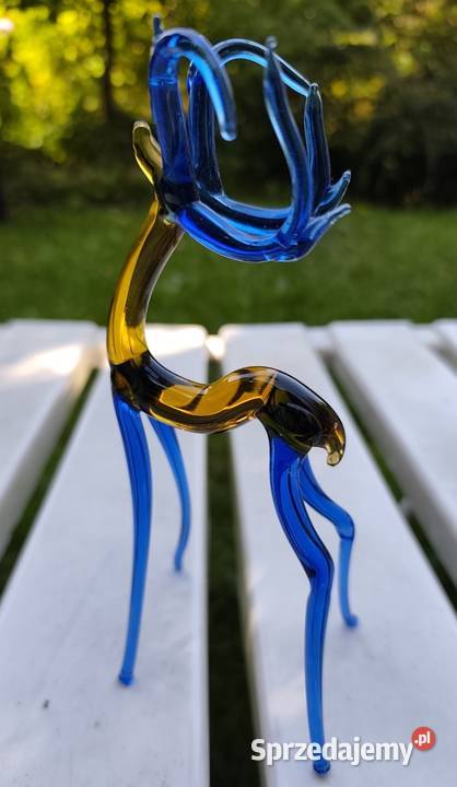 Murano Art Glass Jeleń Figurka Vintage ręcznie Pabianice