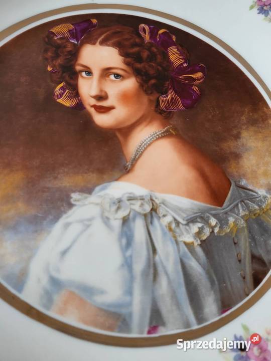 Piękny wielki talerz portret Augustyna Wawel