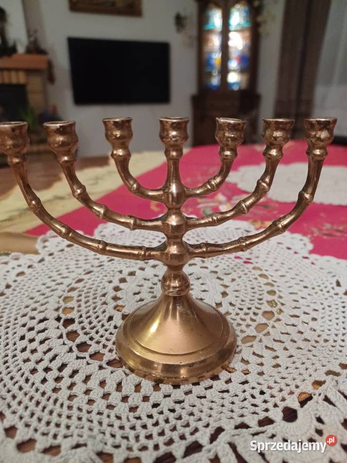 Menora podróżna sygnowana Mosiądz Poznań
