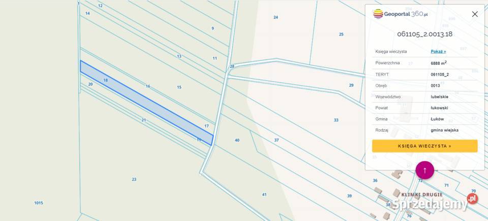 Działka leśna 0689 ha Klimki