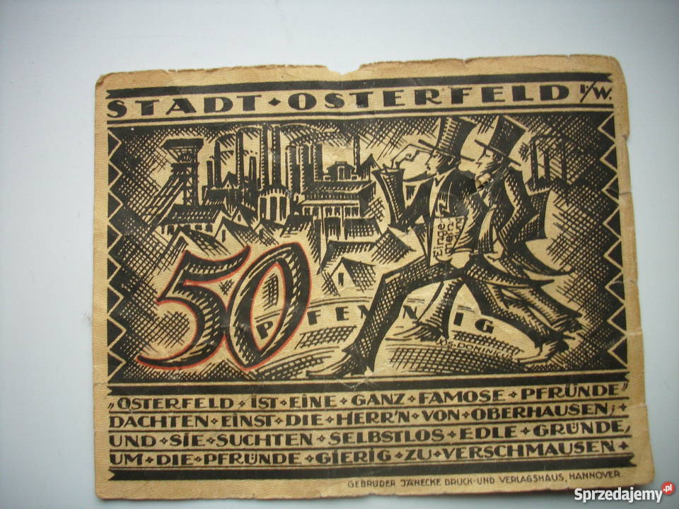 Stary banknot 50 PFENNIG Lipiany