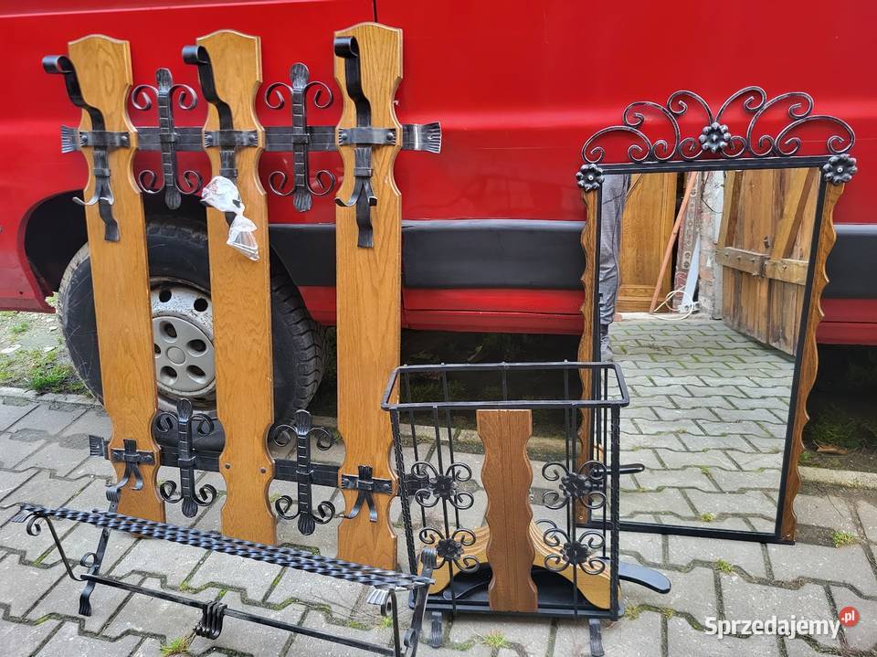 ładna stara garderoba dębowa z wieszakami antyk Sypniewo