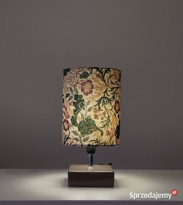 Lampka nocna ceramiczna z abażurem z tkaniny Aleksandrów Łódzki