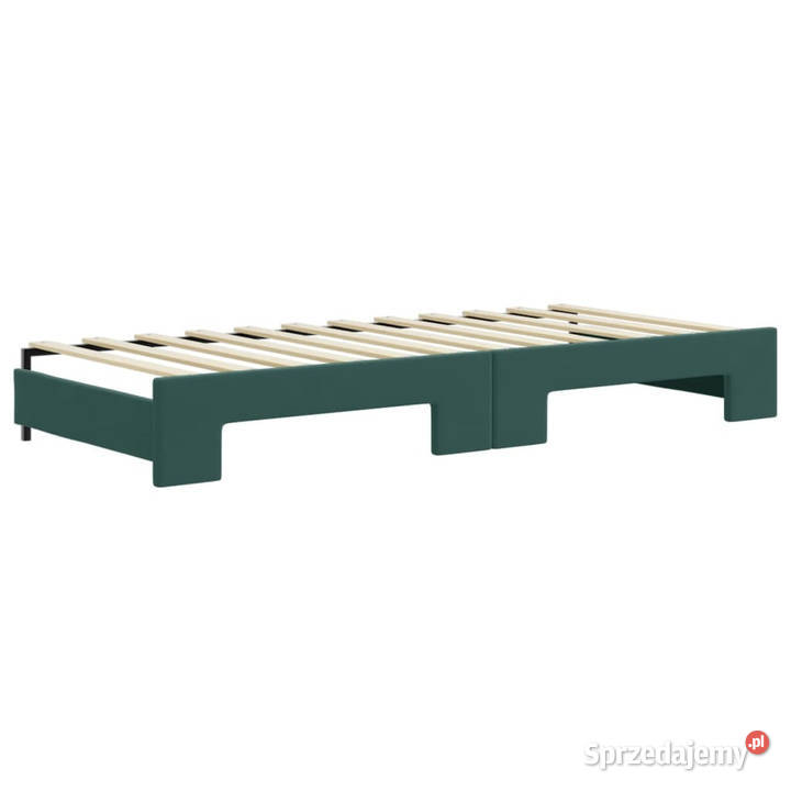 Sofa rozsuwana ciemnozielona aksamit 90x200