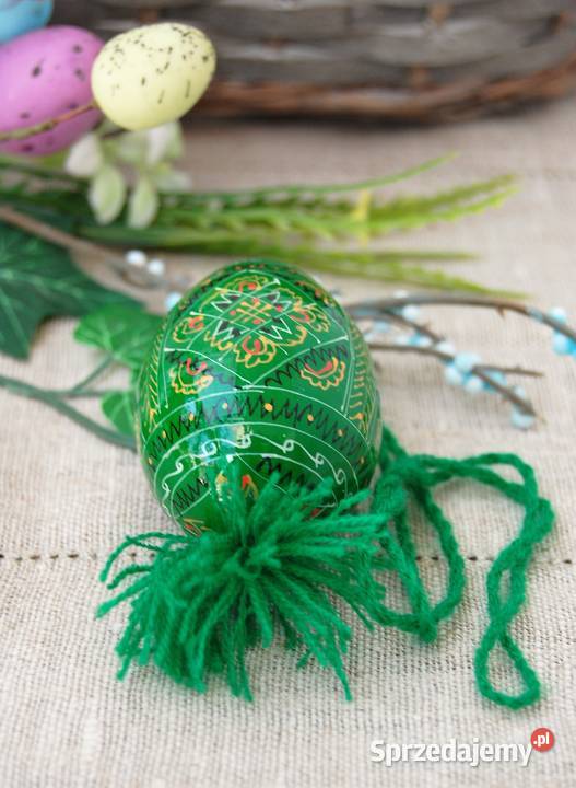 Stara pisanka drewniana wisząca malowana Ukraina Dom i Ogród