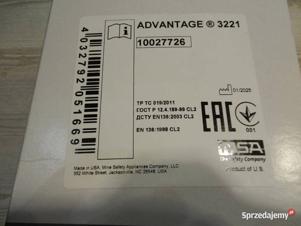 Maska MSA Advantage 3221 zestaw Filtrów Leżajsk