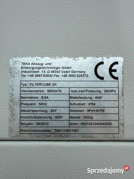 Odciąg pyłu wyciąg dymu spawalniczego filtr TEKA Zdziechowice