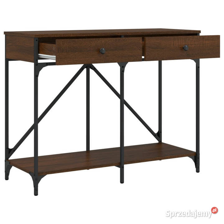 Stolik konsolowy brązowy dąb 100x39x785 WM835488 Stoły mazowieckie
