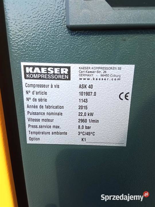 Sprężarka śr kompresor KAESER ASK40 22KW S009889 Wilków