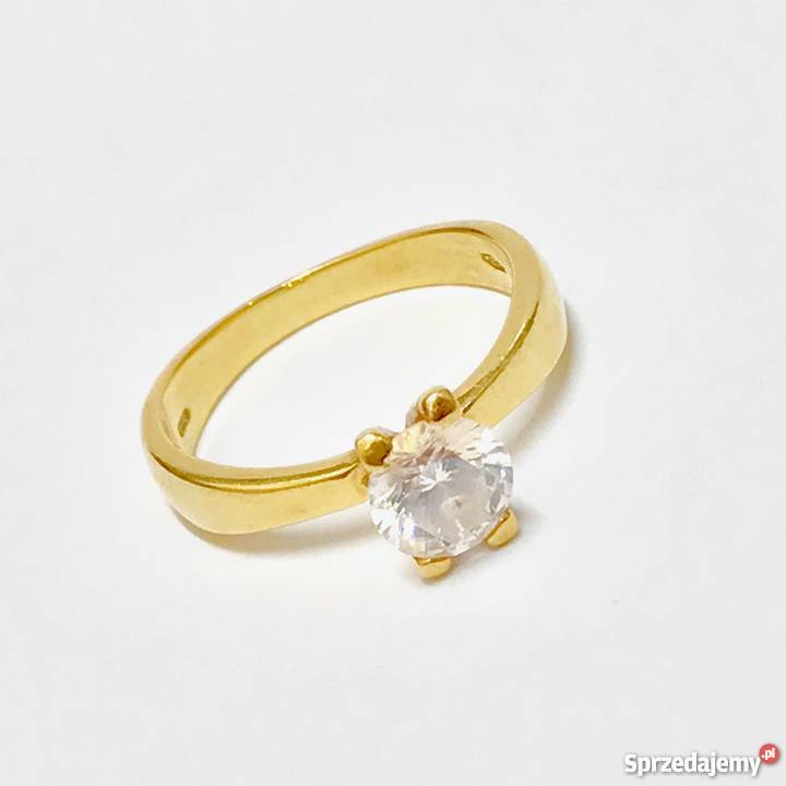 Złoty PIERŚCIONEK 18K przepiękny BRYLANT 07ct złote