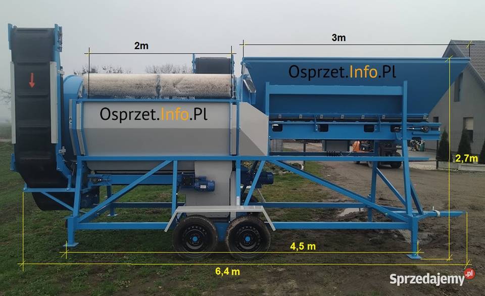 Przesiewacz bębnowy mobilny napęd WOM warmińsko-mazurskie Olsztyn