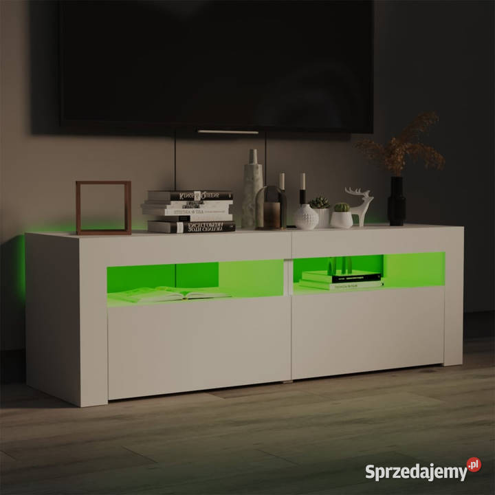 Szafka pod TV z oświetleniem LED biała 120x35x40 Warszawa